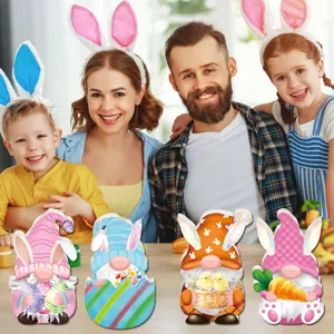 Paas gnoom tafeldecoratie set, schattige lente vakantie ornamenten voor thuis en feest.