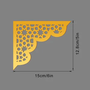 Adesivo angolare geometrico islamico acrilico oro decorazione murale 15x12.8cm festa
