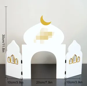 Middle Eastern style architectural desktop ornament with crescent moon and arch window design.
