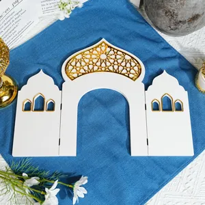 Decoration Ramadan Eid Mubarak arche mosquee en bois centre de table fete islamique article