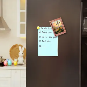 Wooden Easter cross picture frame fridge magnet with cute holiday home decor style.