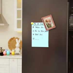 Wooden magnetic photo frame fridge magnet with tulip painting art for home kitchen decor display.