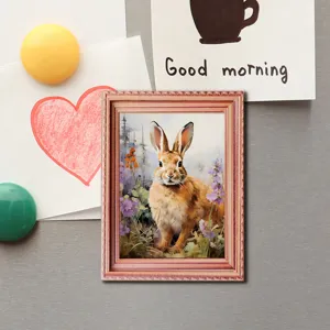 Wooden frame rabbit fridge magnet easter home decor magnetic sticker refrigerator art