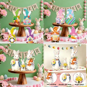 Paashaas Ei Tafel Ornament Feestelijke Desktop Ambacht Decoratie Voor Thuis Lente Feest Gelaagde Dienblad Weergave