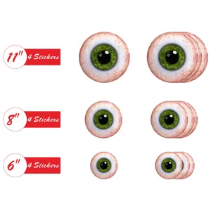 Halloween scary eyeball wall stickers waterproof spooky green eye decals party decor 3 sizes