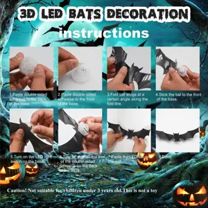 3D LED bats wall decoration Halloween party glowing sticker DIY home room spooky decor