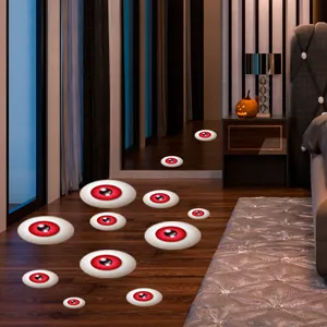Halloween scary red eyeball floor stickers spooky creepy decals for party room decor.