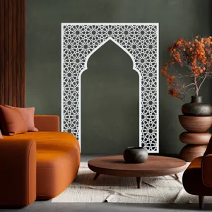 Middle Eastern geometric arch wall sticker, decorative Islamic Mihrab acrylic wall decor.