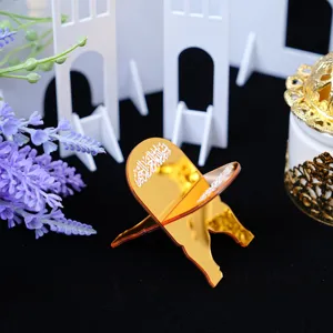 Gold Acrylic Book Stand Rehal Islamic Ramadan Decor Date Holder Table Ornament 2024