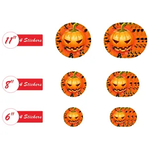 Halloween spooky pumpkin stickers set waterproof round and oval festival wall decals pack