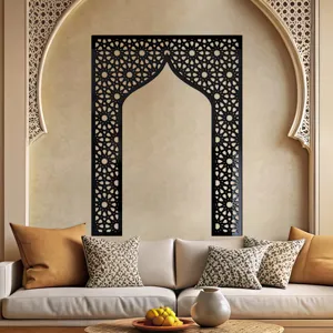 Middle Eastern style black acrylic mirror wall sticker Islamic geometric pattern living room decor