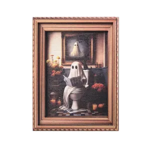 Halloween vintage cadre photo magnet pour frigo fantome bois decoration vue de detail