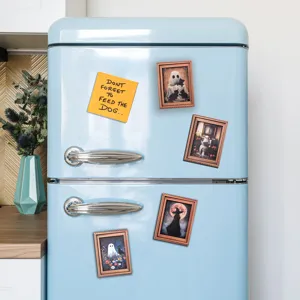 Aimants de réfrigérateur vintage Halloween cadre photo, décor magnétique en bois pour frigo.