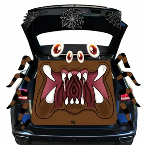 Halloween Spettrale Adesivo Porta Garage Mostro Viso Occhi Denti Ragnatela Spettrale Adesivi Festa Esterna Decorazione Bagagliaio Auto