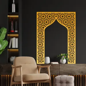 Gold Acrylic Wall Decal Mihrab Islamic Geometric Pattern Arch Wall Sticker Interior Decor