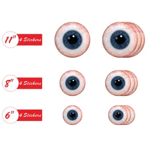 Halloween eyeball stickers set, 11 8 6 inch spooky wall floor decals for party decor.