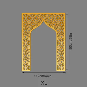 Gold acrylic Mihrab wall sticker Islamic geometric art arch decor XL size 150x112cm
