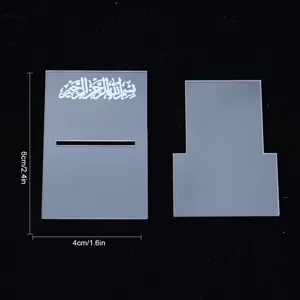 Clear acrylic book date holder stand with Arabic script for desktop decoration and display.