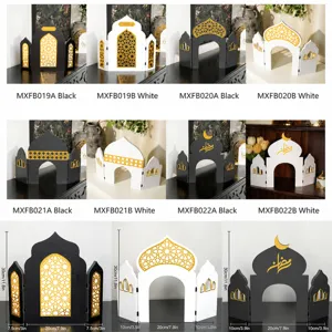 Ornement de Bureau en Bois Acrylique Style Moyen-Oriental Architecture Islamique Fête de Festival Décoration Intérieure Support