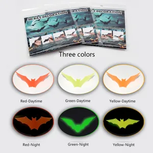 Halloween 3D autocollant mural chauve-souris lumineuse, déco phosphorescente, 3 couleurs, jour nuit