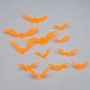 Stickers muraux chauve-souris lumineuses 3D Halloween orange fête fenêtre déco