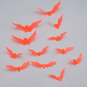 Halloween 3D autocollants muraux chauve-souris lumineuses pour déco de fête et de fenêtre