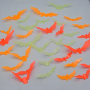 Halloween 3D ensemble d'autocollants muraux chauve-souris lumineuses pour decor.