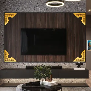 Adesivi murali ad angolo in acrilico dorato in stile mediorientale per decorazione.