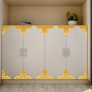 Adesivi decorativi per angoli di porte in acrilico stile Medio Oriente, decalcomanie da muro dorate.
