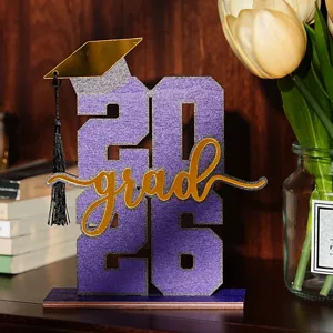 Decorazione da Tavolo per Laurea 2026 in Legno Segno Centrotavola per Festa Decor