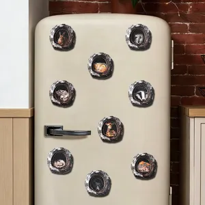 Creative animal tree-hole fridge magnets, cute resin magnetic stickers for home decor.