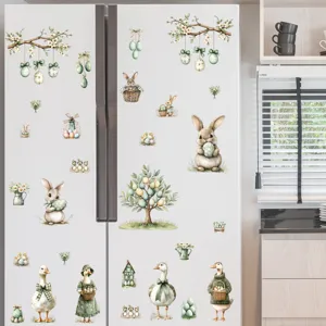 Easter bunny egg refrigerator sticker cute watercolor holiday home decor decal set