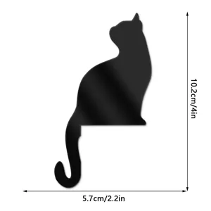 Black acrylic cat silhouette switch sticker wall decor, cute pet design for home.