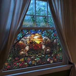 3D Buntglas Fensterfolie statische dekorative Aufkleber für Sichtschutz Zuhause Deko