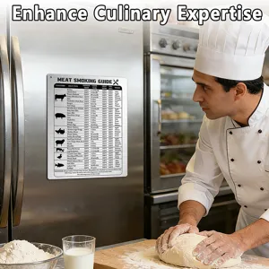 Kitchen Meat Smoking Guide Magnet Cooking Conversion Chart Metal Fridge Magnet for BBQ