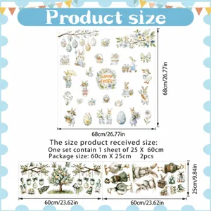Easter rabbit egg window glass stickers, festive home decoration wall decals for holiday.