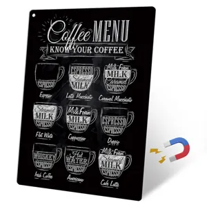 Metal coffee menu fridge magnet chalkboard style vintage tin sign for kitchen home decor