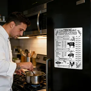 Stainless steel cooking temperature chart magnet kitchen detail scene guide display