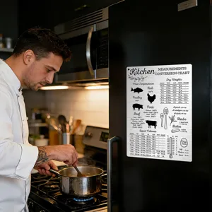 Kitchen measurement conversion chart magnet for refrigerator stainless steel cooking guide