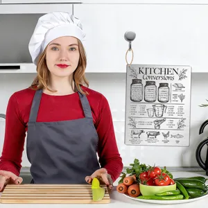 Kitchen conversion chart metal magnet sign for cooking measurement reference and fridge decor.