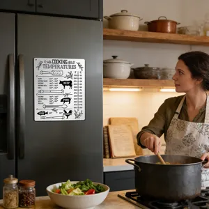 Kitchen cooking temperature conversion chart metal magnet for refrigerator guide tool daily use