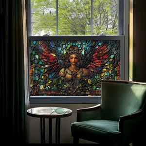 Buntglas Fensterfolie 3D dekorative Engel Aufkleber statische Sichtschutz Heimdekoration