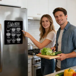 Coffee Menu Refrigerator Magnet Kitchen Coffee Guide Metal Magnet Sign Home Kitchen Decor