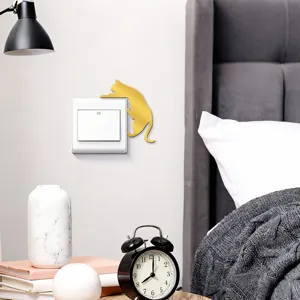 Acrylic Gold Cat Wall Switch Sticker Decorative Art Decal for Home Room Decor Detail