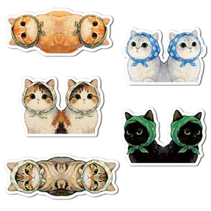 Cute Cat Magnetic Bookmarks PVC Headscarf Kitten Page Markers Cute Decorative Stationery For Reading
