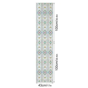 Detailed view of 3D embossed stained glass window film, geometric floral pattern, size 43x200cm