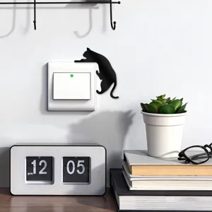 Acrylic cat wall sticker for light switch, cute silhouette home decor detail view showing cute design.