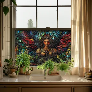 Buntglas Engel Fensteraufkleber dekorative Milchglas Sichtschutzfolie fur Heimfenster Glas.