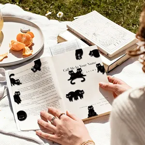 Cute black cat magnetic bookmarks for reading page clips creative stationery office supplies
