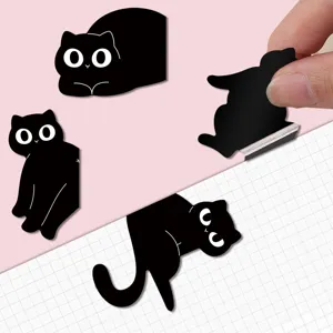 Cute black cat magnetic bookmark, creative page clip for reading books and school stationery.